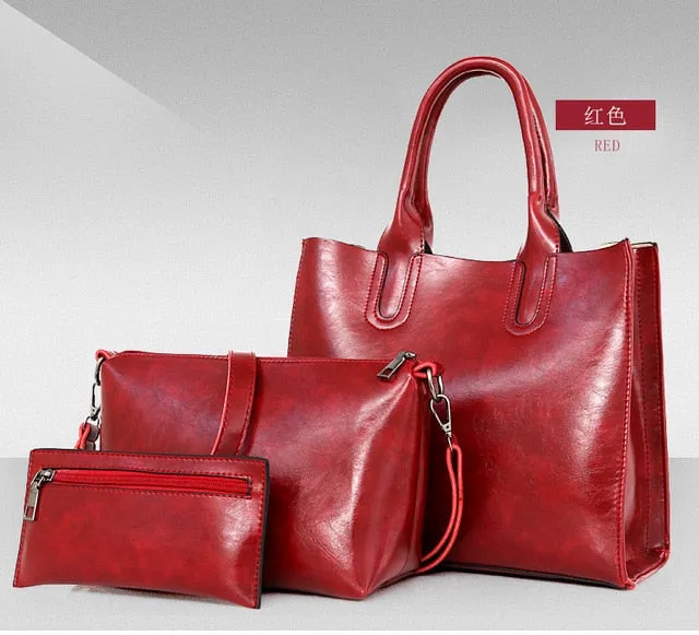 2019 new minimalistic and stylish one-shoulder casual bag for girls women handbag pu leather mother bag three-piece tote bag