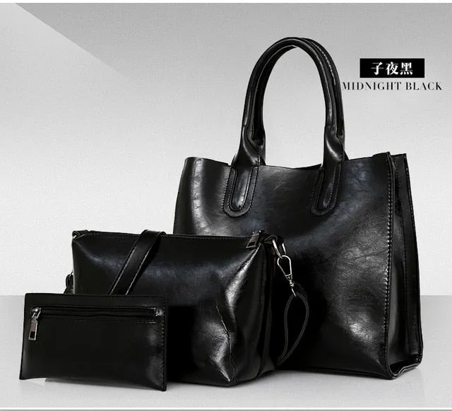 2019 new minimalistic and stylish one-shoulder casual bag for girls women handbag pu leather mother bag three-piece tote bag