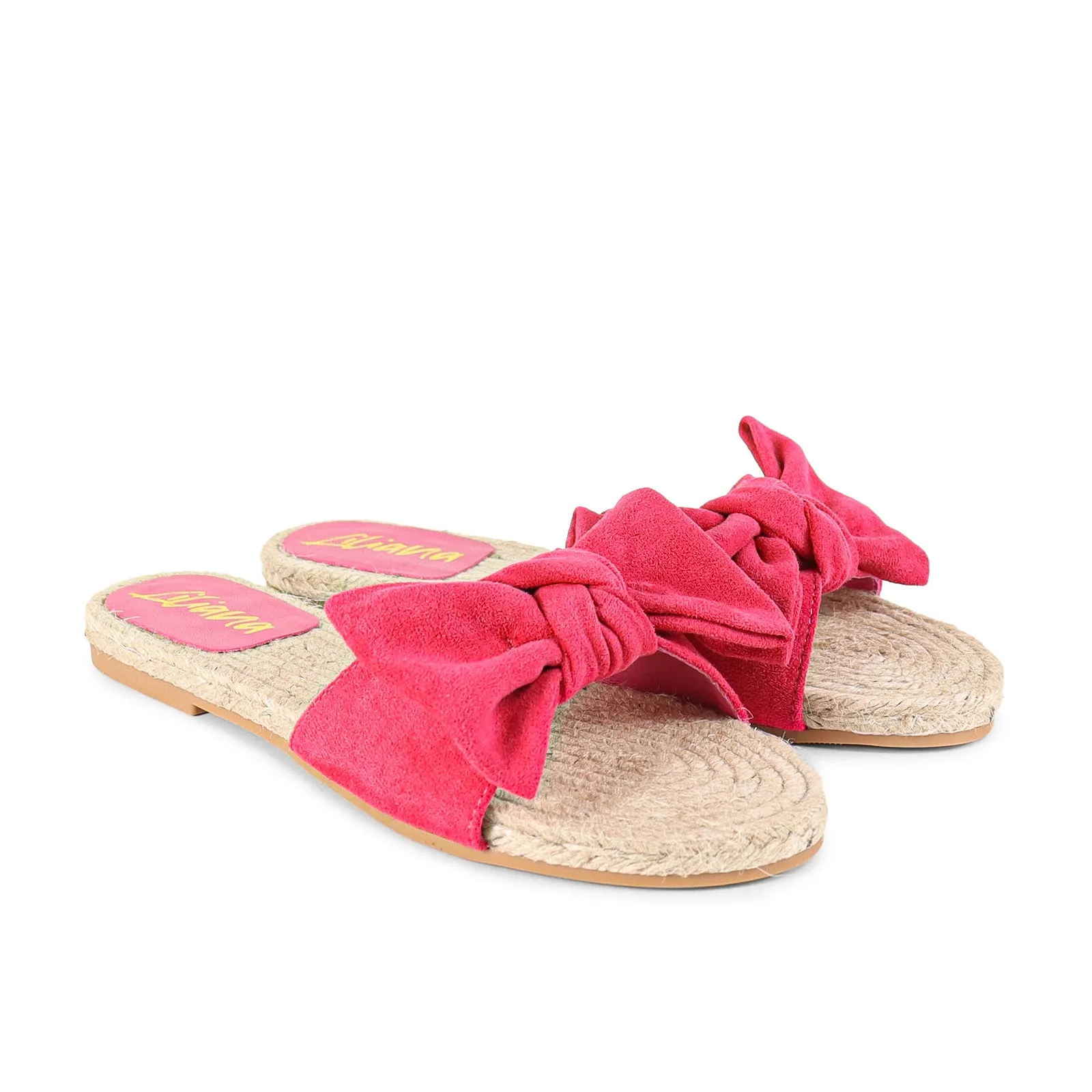 AILEEN-3 ESPADRILLE SLIDER WITH SINGLE BOW-FUCHSIA