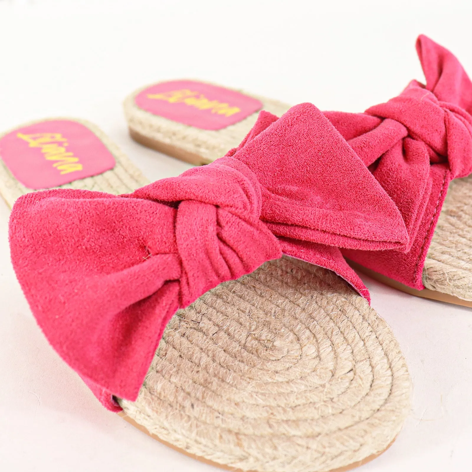 AILEEN-3 ESPADRILLE SLIDER WITH SINGLE BOW-FUCHSIA
