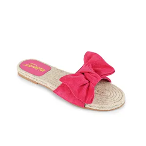 AILEEN-3 ESPADRILLE SLIDER WITH SINGLE BOW-FUCHSIA