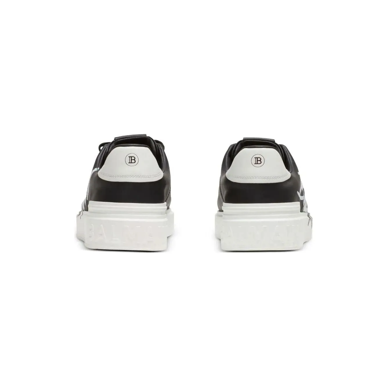 BALMAIN B-COURT PRINTED LEATHER TRAINERS