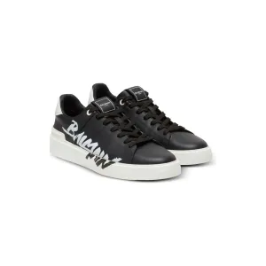 BALMAIN B-COURT PRINTED LEATHER TRAINERS