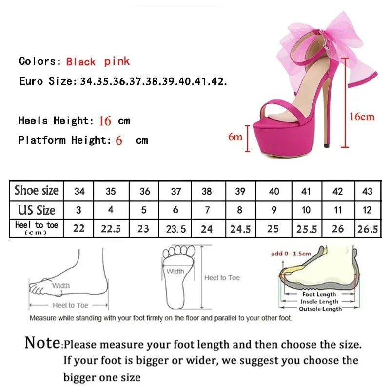 binfenxie Summer Thin Heels Platform Women Sandals Sexy Club Fashion Butterfly-Knot Ankle Strap Wedding Party Lady Shoes
