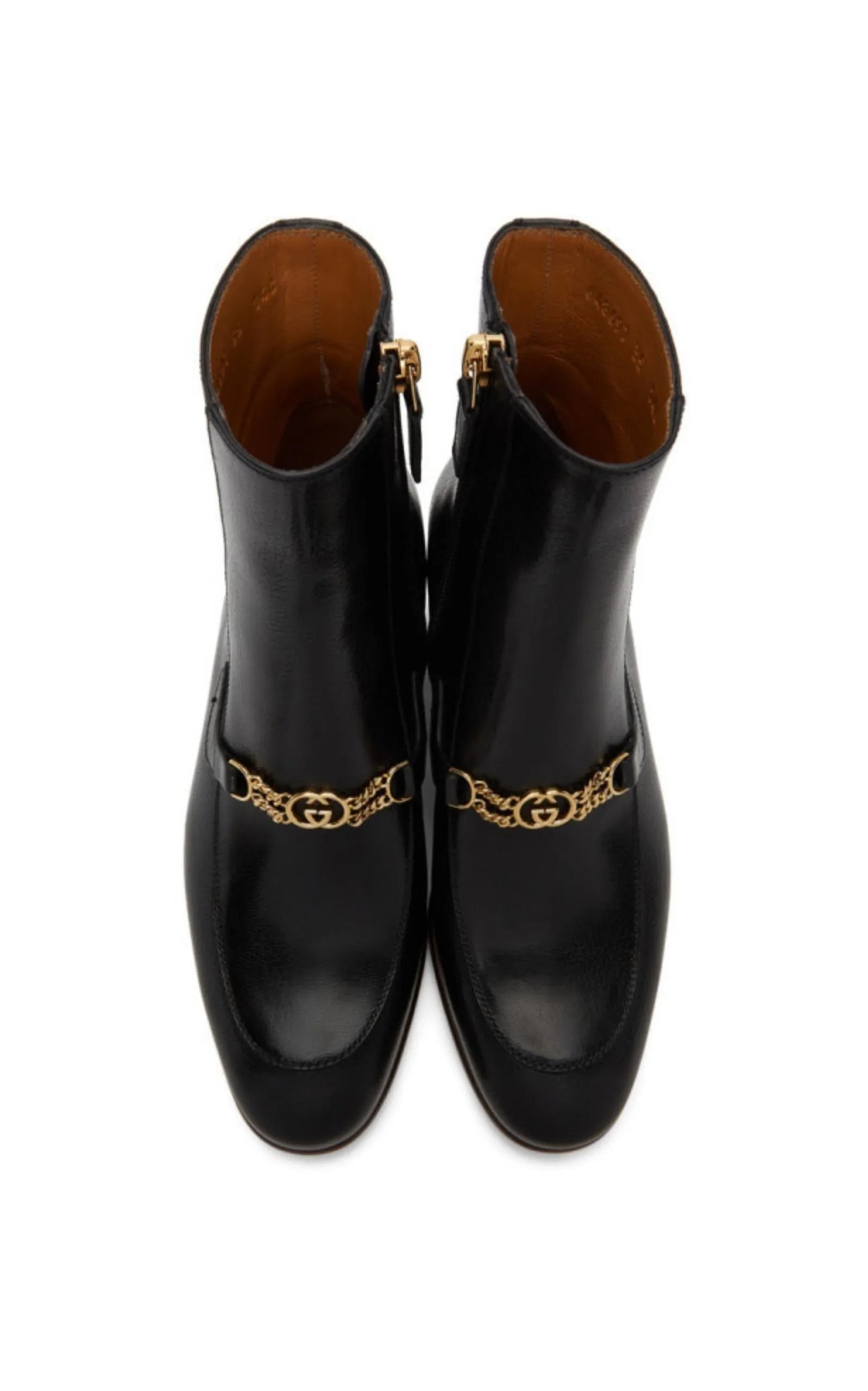 Black Interlocking G Chain Ankle Boots