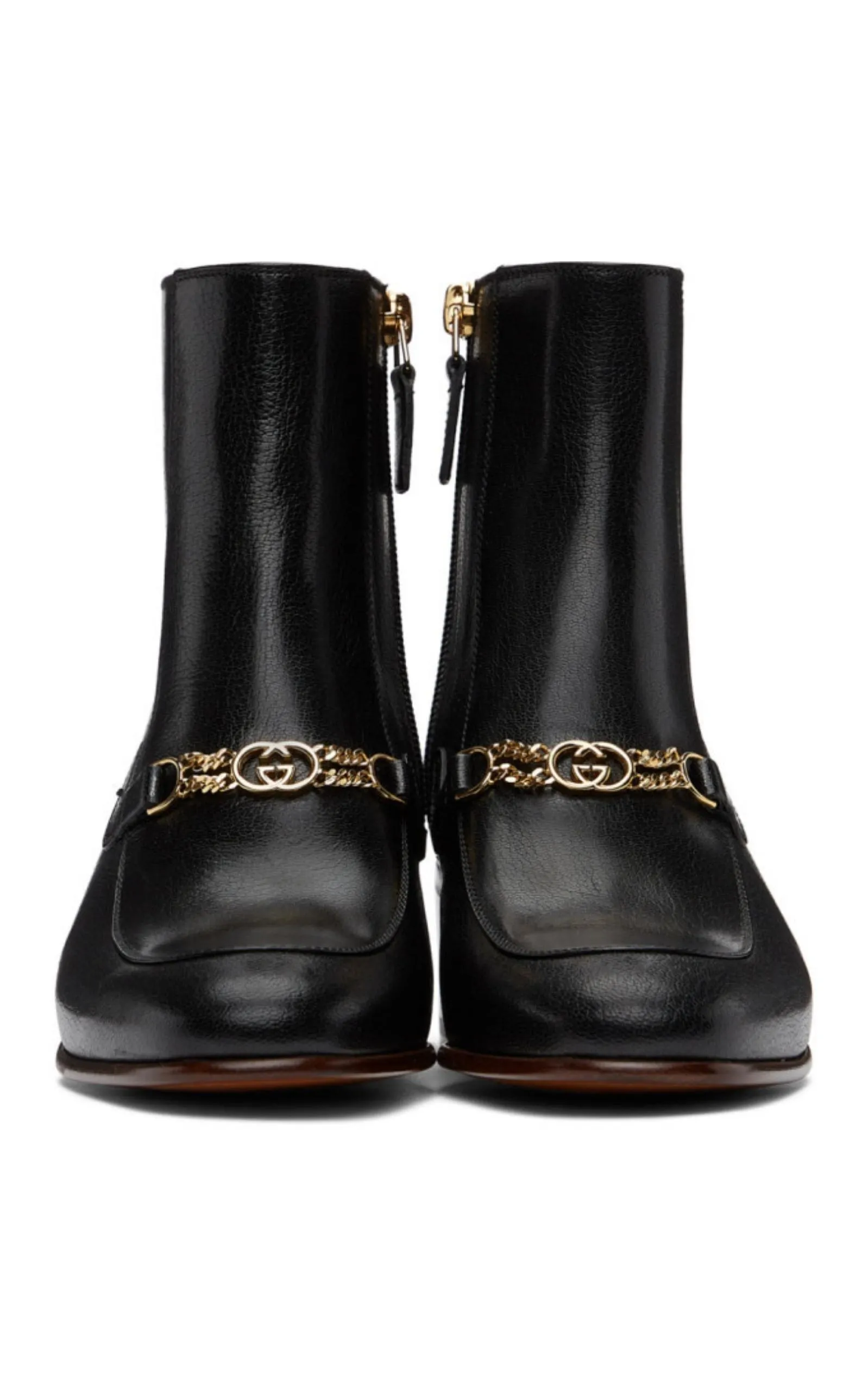 Black Interlocking G Chain Ankle Boots