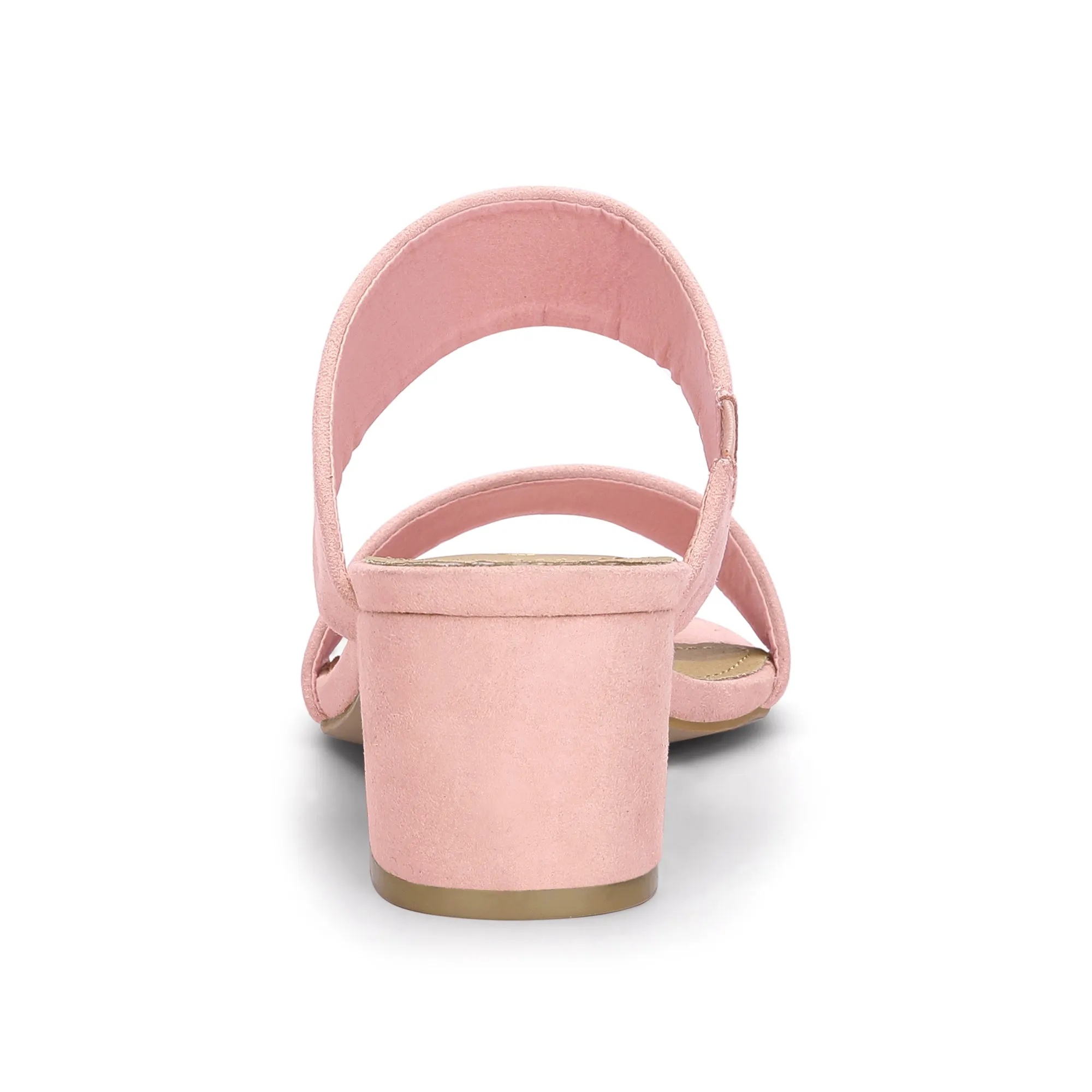 Block Heel Round Toe Dual Straps Slide Sandals