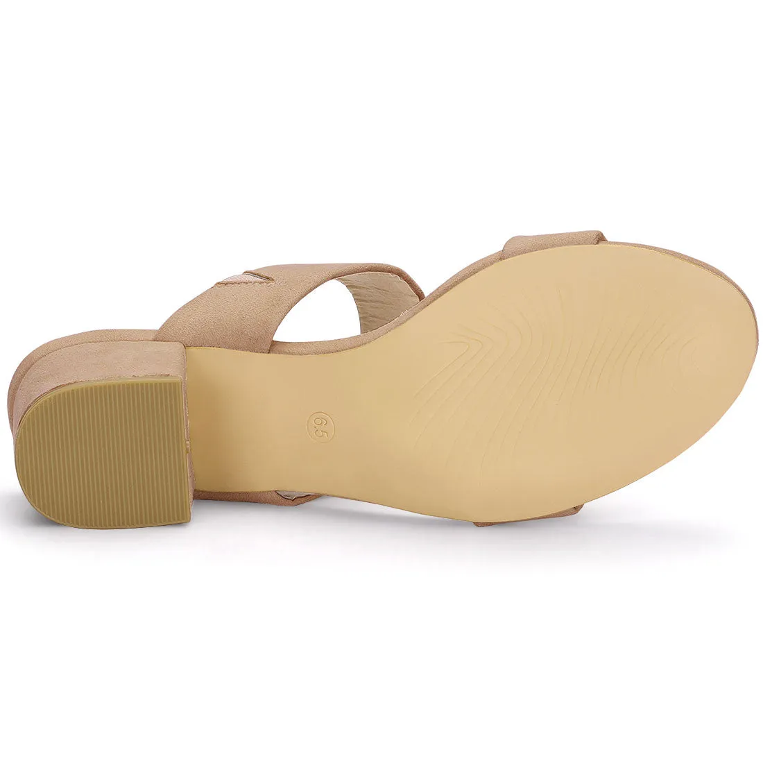 Block Heel Round Toe Dual Straps Slide Sandals
