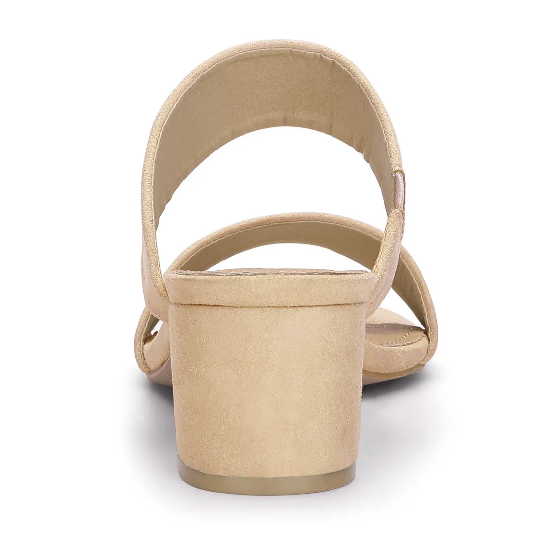 Block Heel Round Toe Dual Straps Slide Sandals