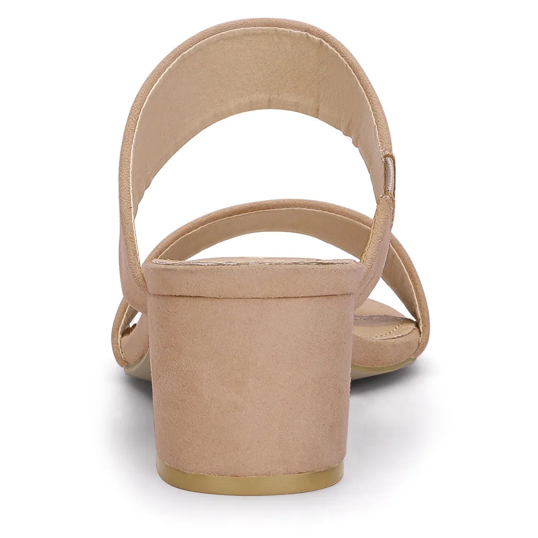 Block Heel Round Toe Dual Straps Slide Sandals