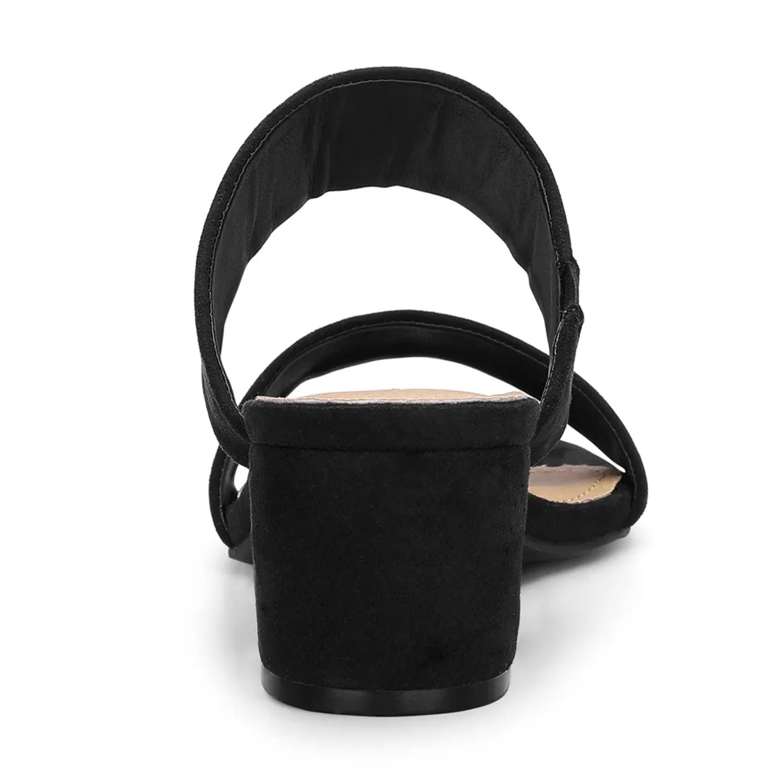 Block Heel Round Toe Dual Straps Slide Sandals