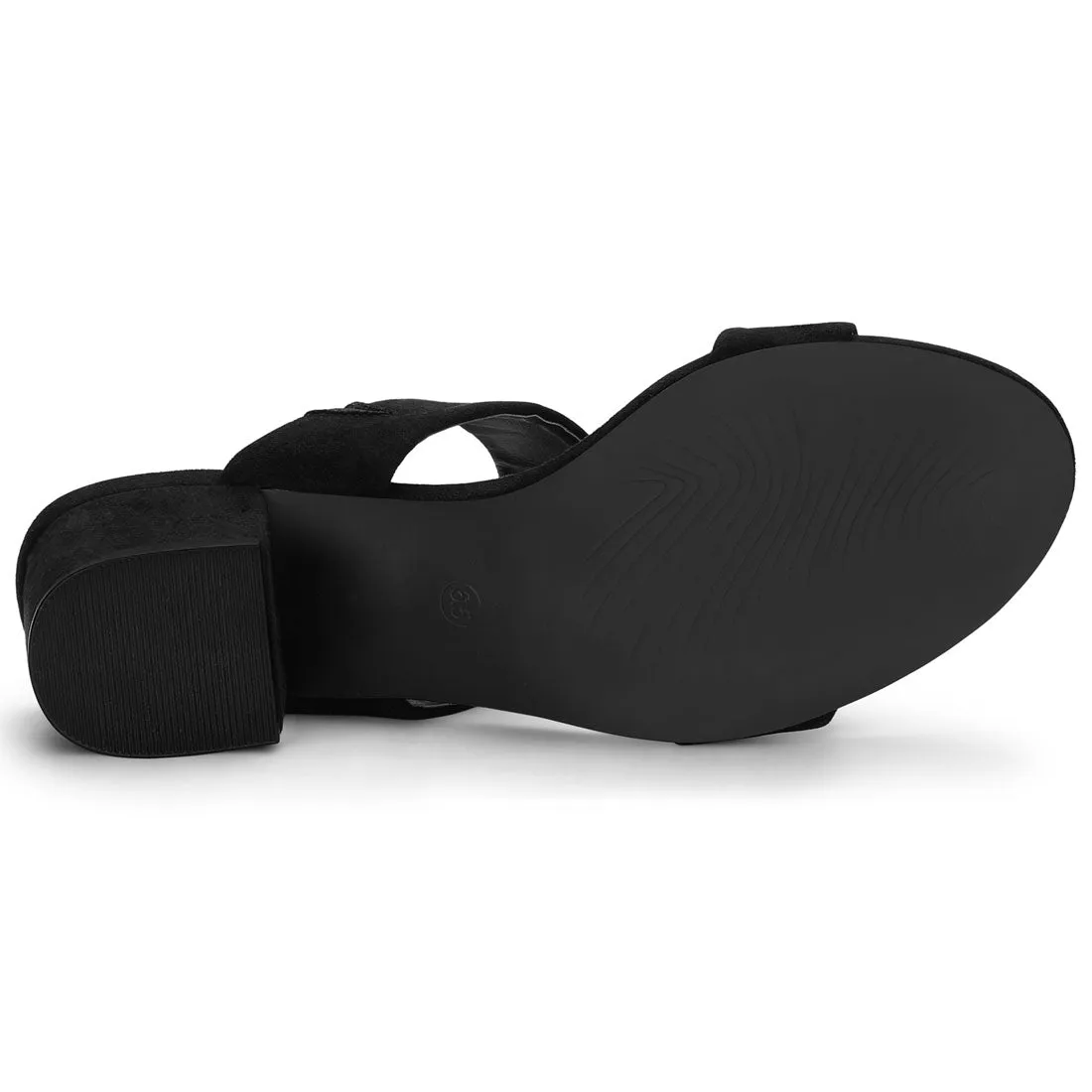 Block Heel Round Toe Dual Straps Slide Sandals