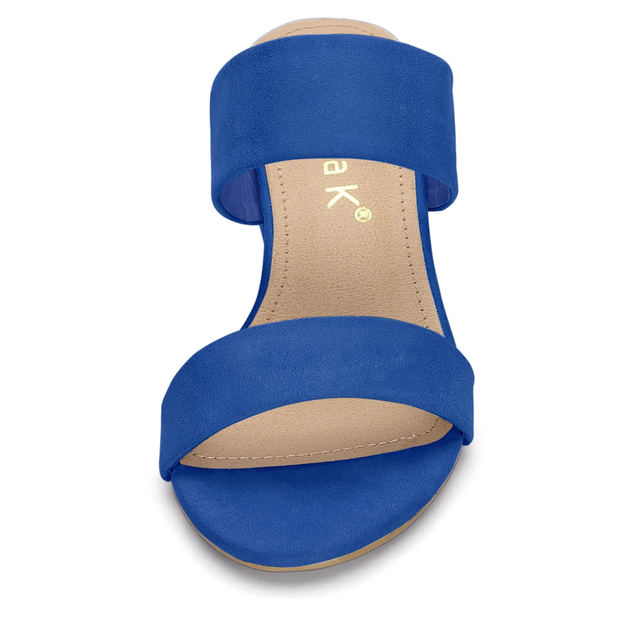 Block Heel Round Toe Dual Straps Slide Sandals
