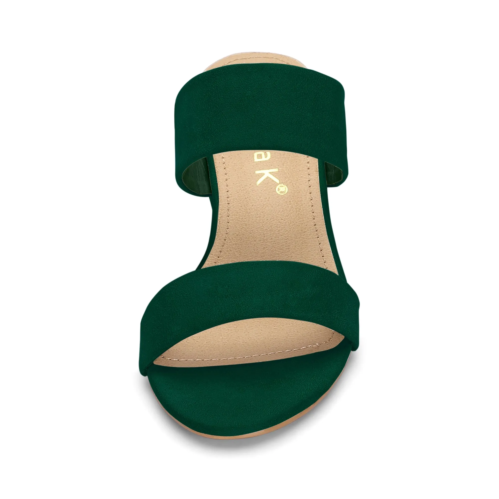 Block Heel Round Toe Dual Straps Slide Sandals