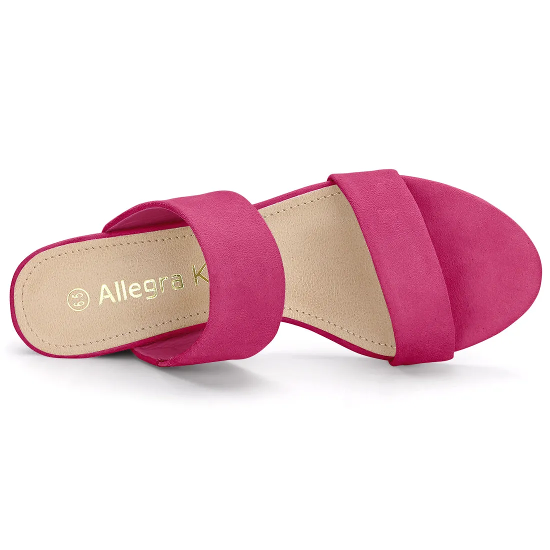 Block Heel Round Toe Dual Straps Slide Sandals