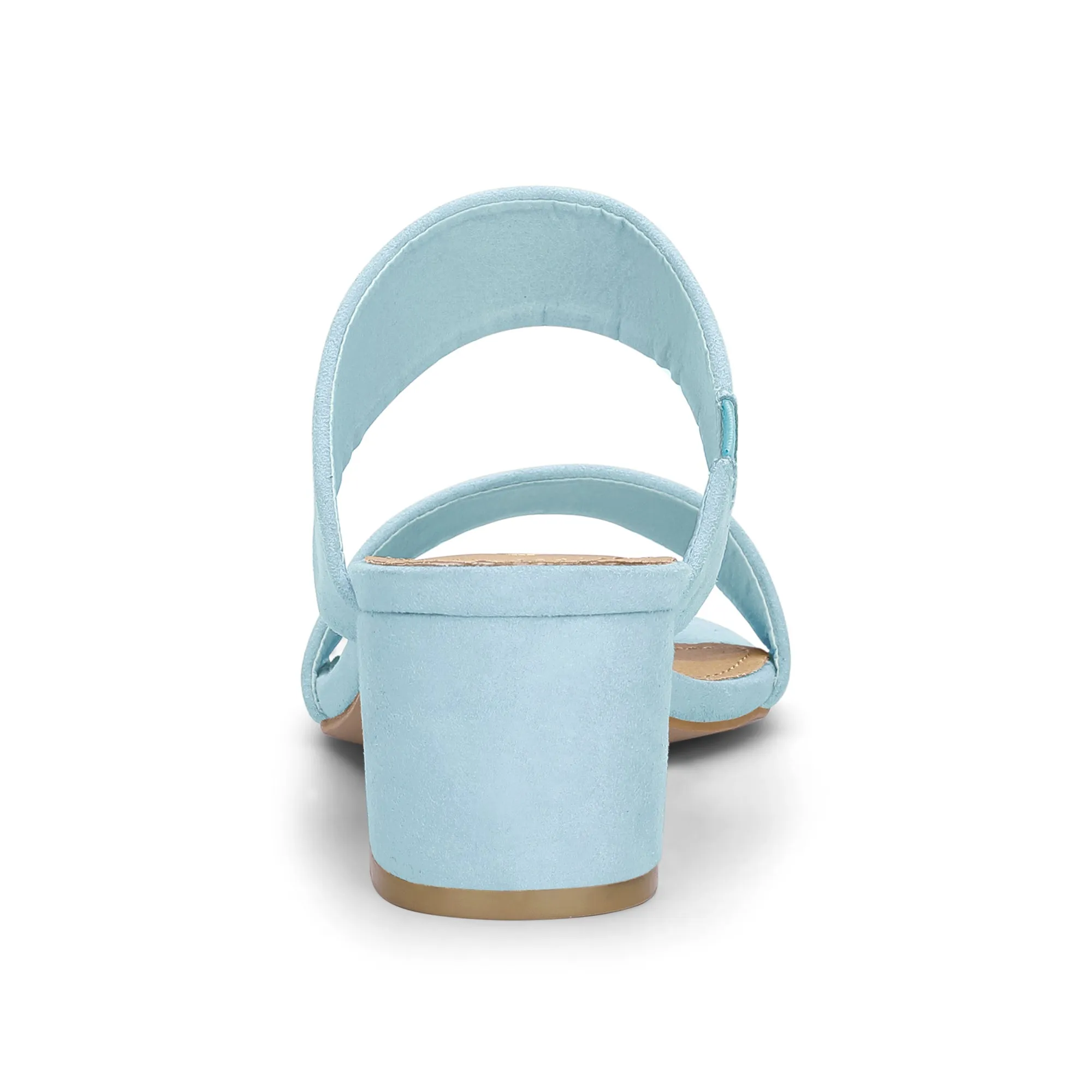 Block Heel Round Toe Dual Straps Slide Sandals