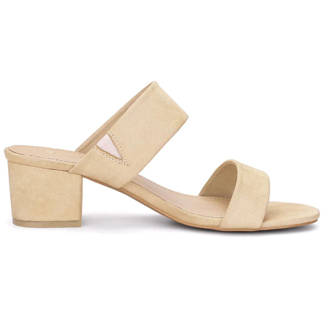 Block Heel Round Toe Dual Straps Slide Sandals