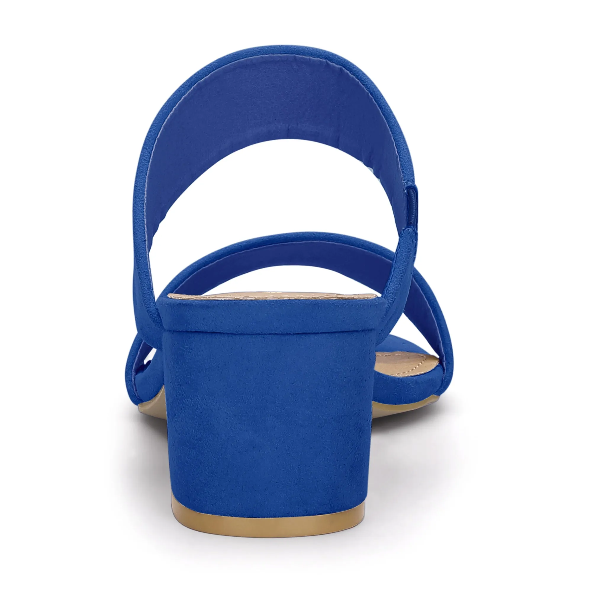 Block Heel Round Toe Dual Straps Slide Sandals