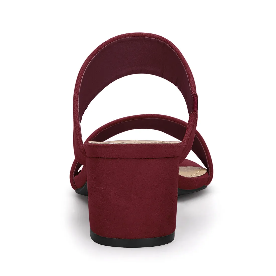 Block Heel Round Toe Dual Straps Slide Sandals