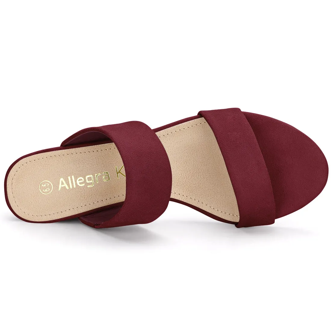 Block Heel Round Toe Dual Straps Slide Sandals