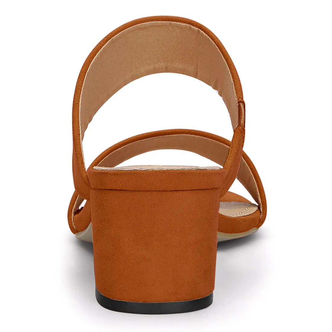 Block Heel Round Toe Dual Straps Slide Sandals