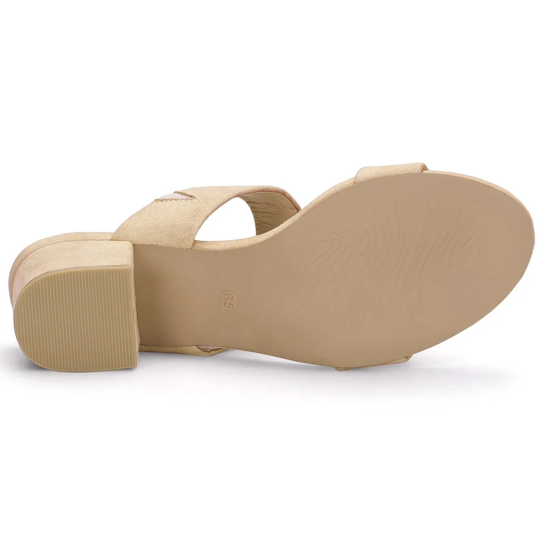 Block Heel Round Toe Dual Straps Slide Sandals