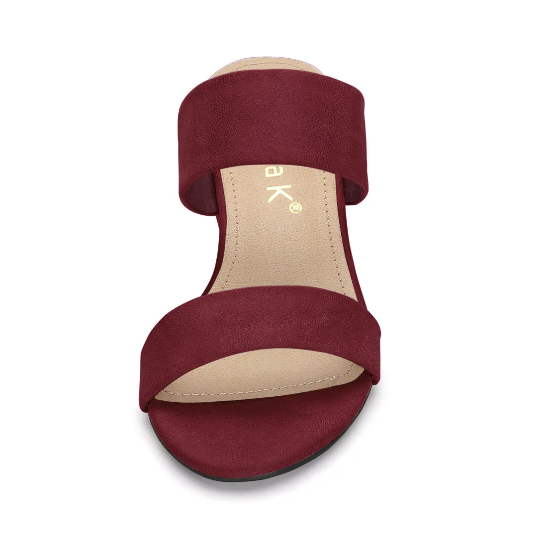 Block Heel Round Toe Dual Straps Slide Sandals