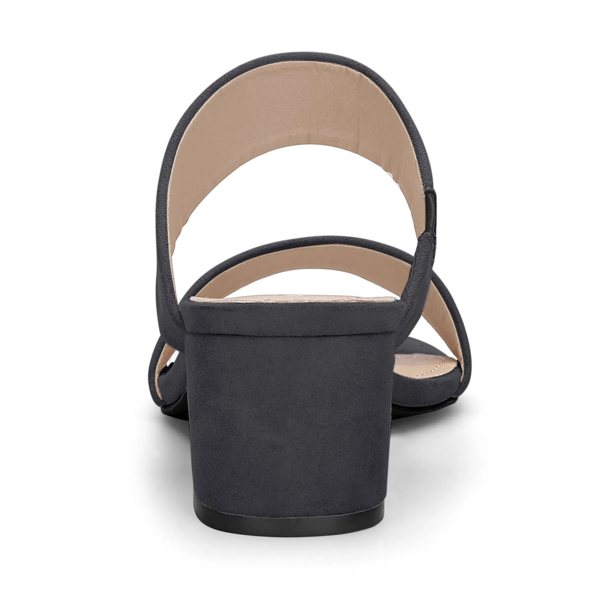 Block Heel Round Toe Dual Straps Slide Sandals