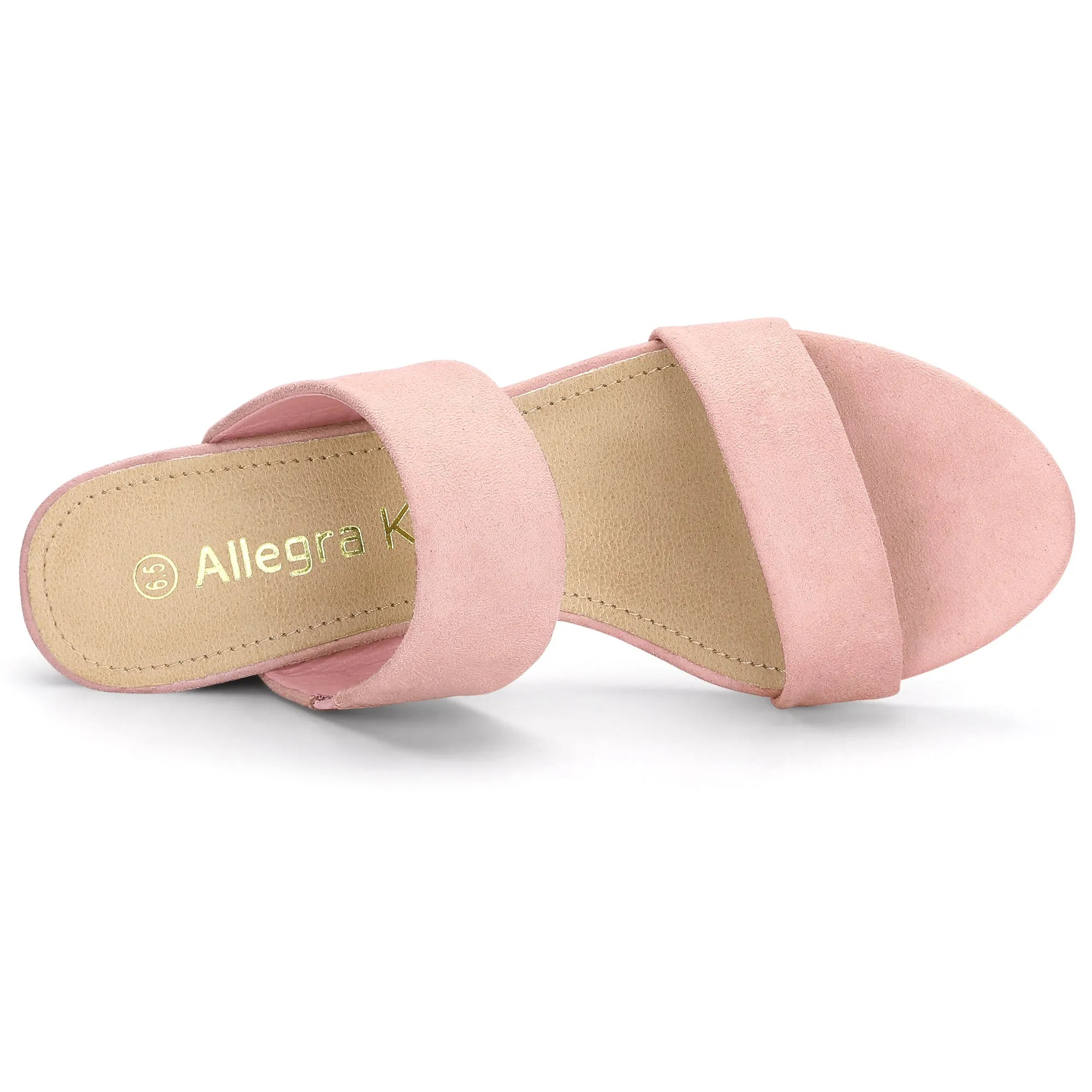 Block Heel Round Toe Dual Straps Slide Sandals