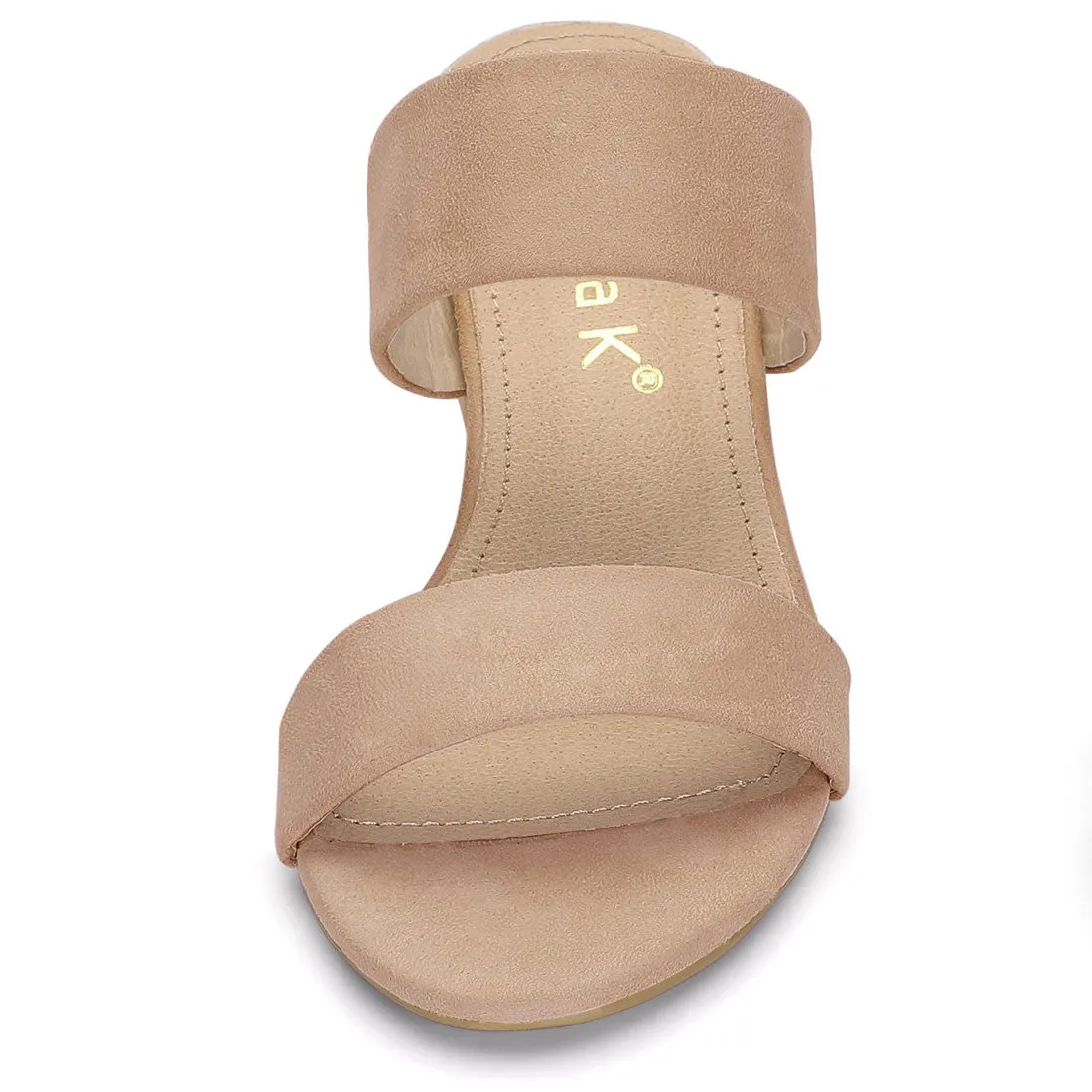 Block Heel Round Toe Dual Straps Slide Sandals