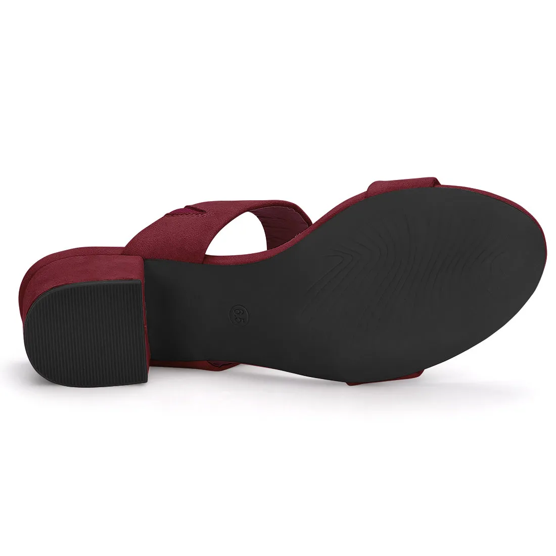 Block Heel Round Toe Dual Straps Slide Sandals