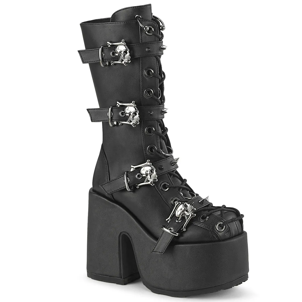 CAMEL-115 DemoniaCult Black Vegan Leather Sexy Women's Mid-Calf & Knee High Boots (Alternative Footwear)