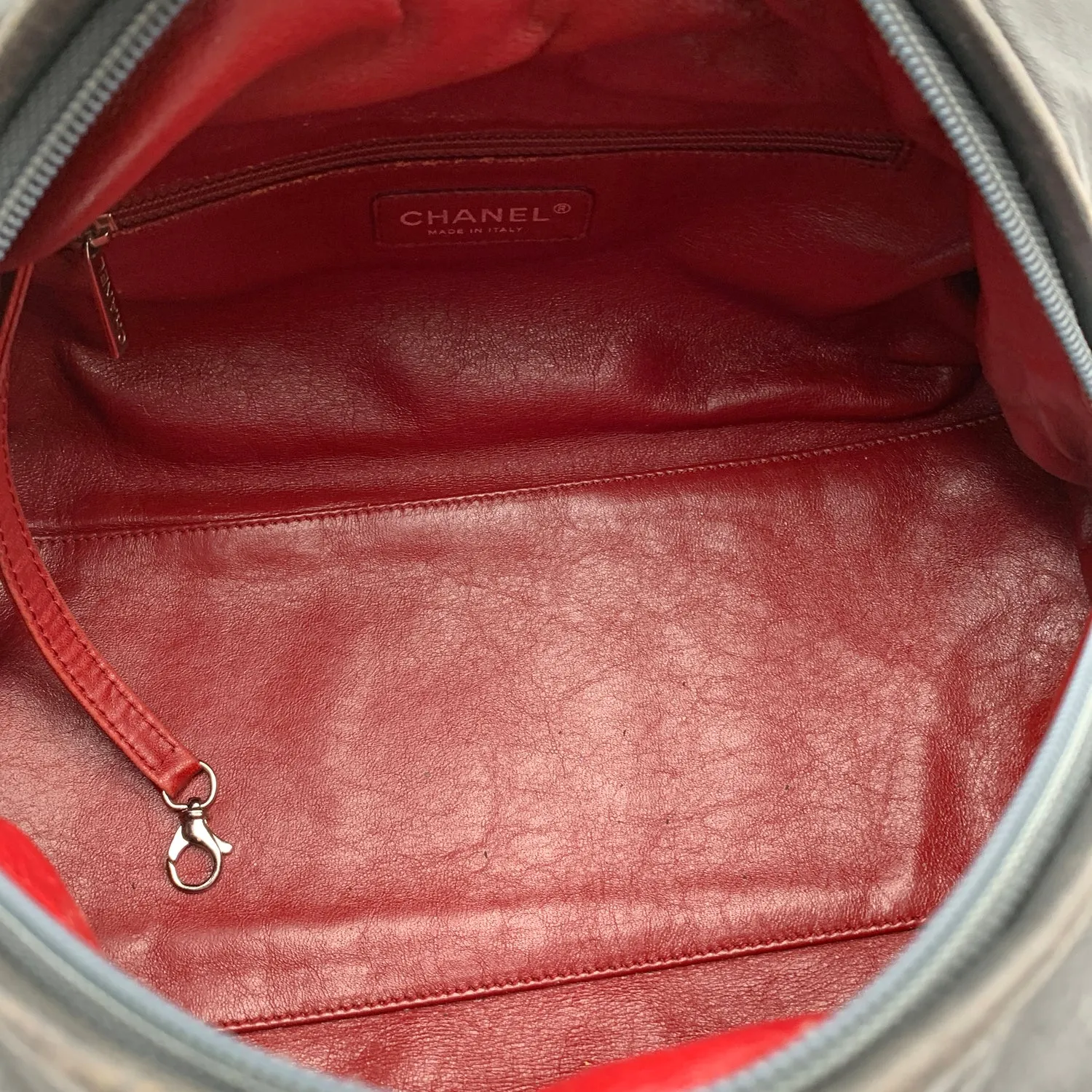 Chanel Dark Grey Quilted Leather CC Logo Bowling Bowler Bag