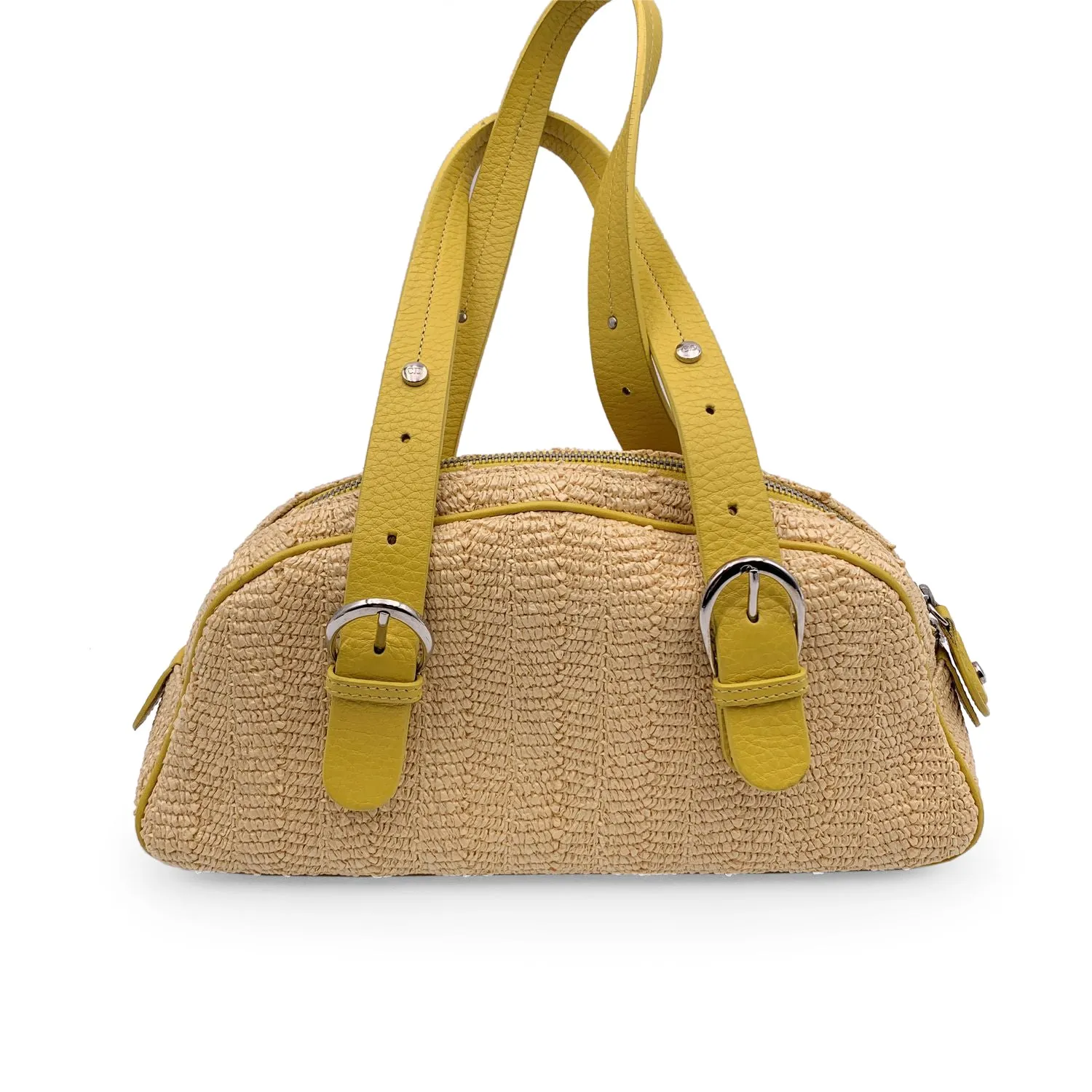 CHRISTIAN DIOR Limited Edition Yellow Raffia Flower Handbag
