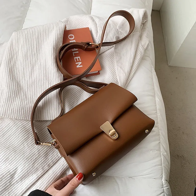 Christmas Gift Solid Color Small PU Leather Shoulder Crossbody Bags For Women 2021 Spring Simple Handbags And Purses Female Travel Totes