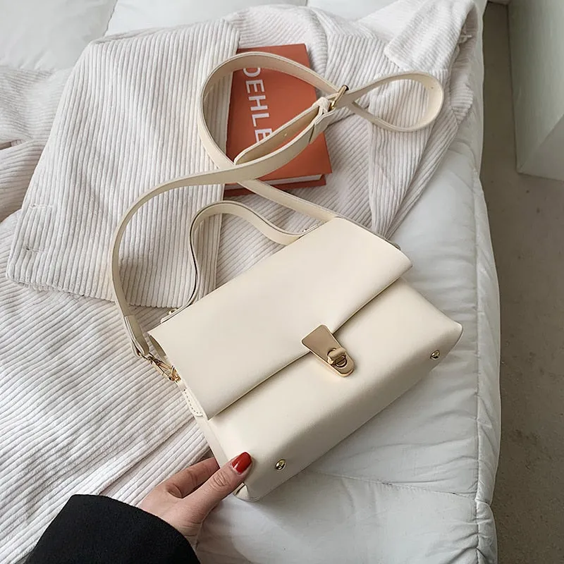 Christmas Gift Solid Color Small PU Leather Shoulder Crossbody Bags For Women 2021 Spring Simple Handbags And Purses Female Travel Totes