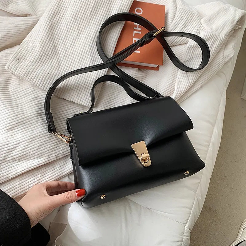 Christmas Gift Solid Color Small PU Leather Shoulder Crossbody Bags For Women 2021 Spring Simple Handbags And Purses Female Travel Totes
