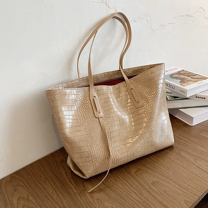 Christmas Gift Stone Pattern High Capacity PU Leather Shoulder Bags For Women 2021 Elegant Handbags Female Travel Totes Lady Fashion