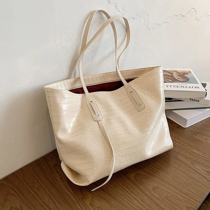 Christmas Gift Stone Pattern High Capacity PU Leather Shoulder Bags For Women 2021 Elegant Handbags Female Travel Totes Lady Fashion