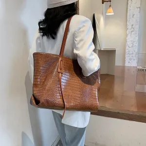 Christmas Gift Stone Pattern High Capacity PU Leather Shoulder Bags For Women 2021 Elegant Handbags Female Travel Totes Lady Fashion