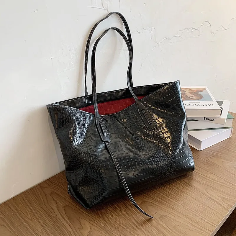 Christmas Gift Stone Pattern High Capacity PU Leather Shoulder Bags For Women 2021 Elegant Handbags Female Travel Totes Lady Fashion