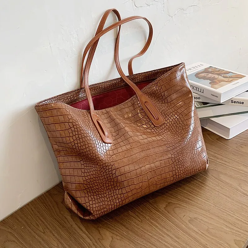 Christmas Gift Stone Pattern High Capacity PU Leather Shoulder Bags For Women 2021 Elegant Handbags Female Travel Totes Lady Fashion