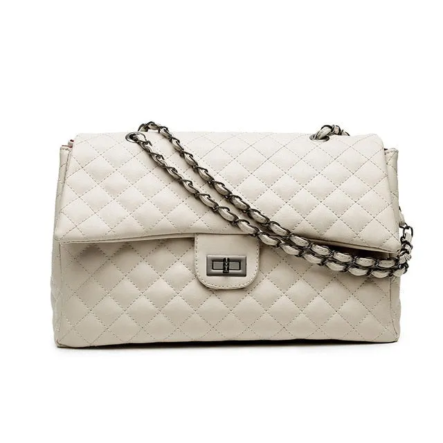 Classic Diamond Pattern Women Plaid Messenger Bag Big Square Female Shoulder Bags Rhombus Lattice Large Size Luxury Lady Handbag