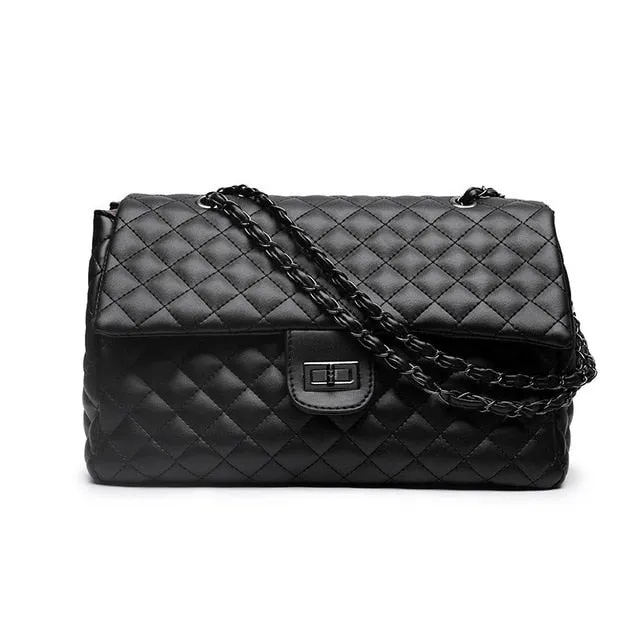 Classic Diamond Pattern Women Plaid Messenger Bag Big Square Female Shoulder Bags Rhombus Lattice Large Size Luxury Lady Handbag