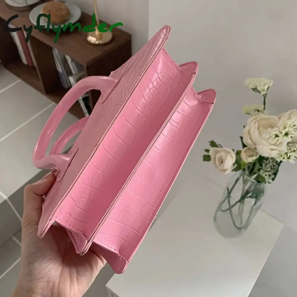 Cyflymder Fashion Pink Small Square Women Clutch Purse Handbags New Simple Ladies Messenger Bag Solid Color Female Shoulder Crossbody Bags