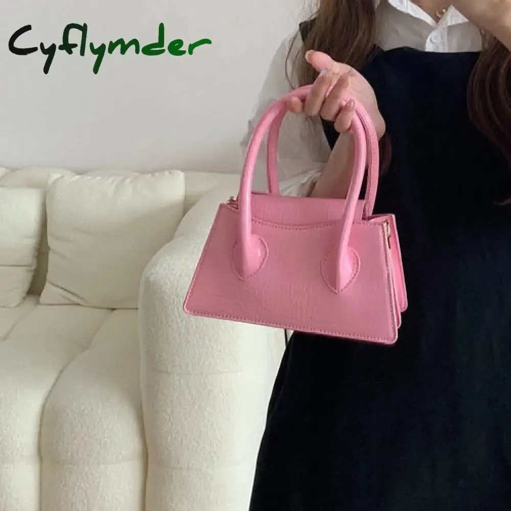 Cyflymder Fashion Pink Small Square Women Clutch Purse Handbags New Simple Ladies Messenger Bag Solid Color Female Shoulder Crossbody Bags