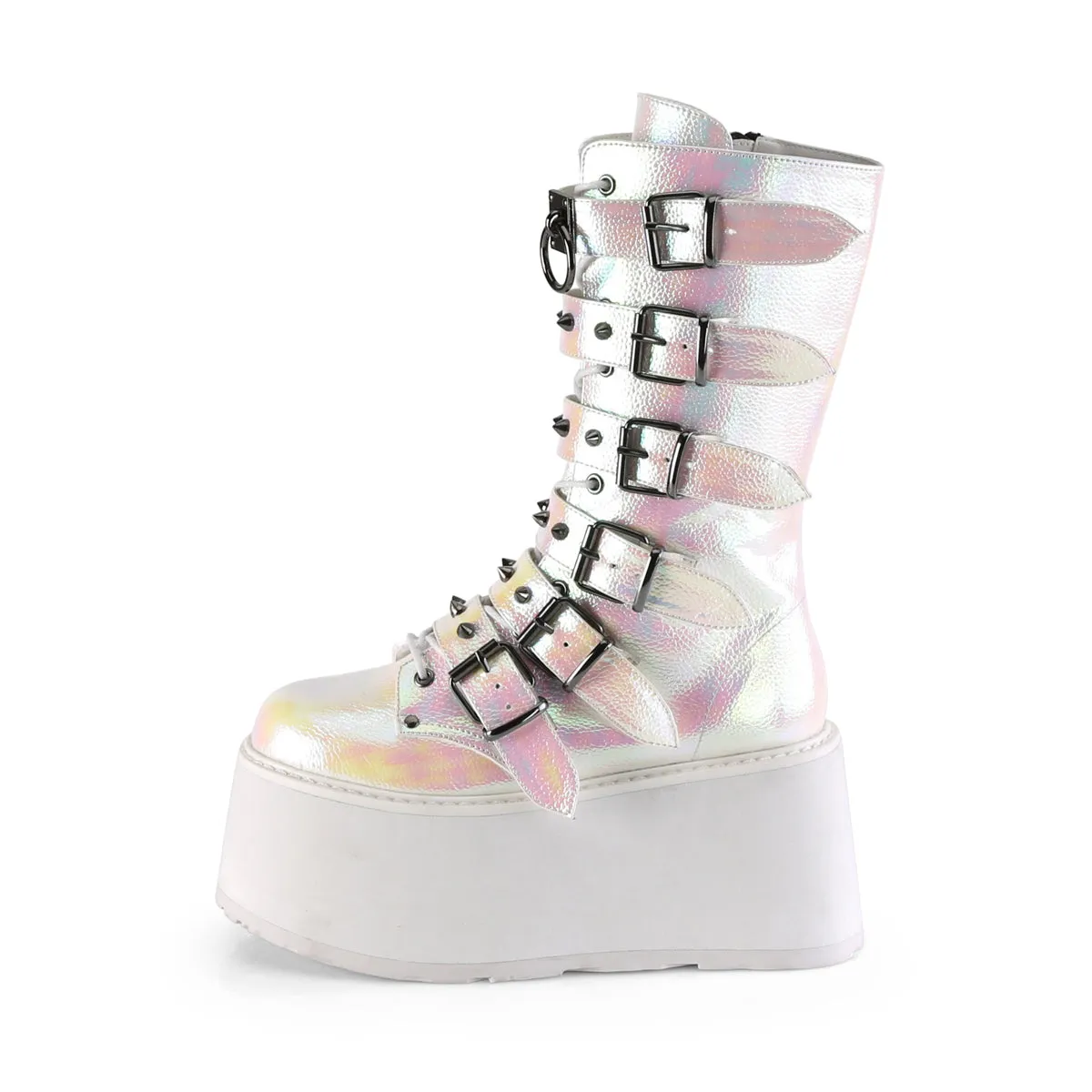 DAMNED-225 DemoniaCult Pearl Iridescent Vegan Leather Sexy Women's Mid-Calf & Knee High Boots (Alternative Footwear)
