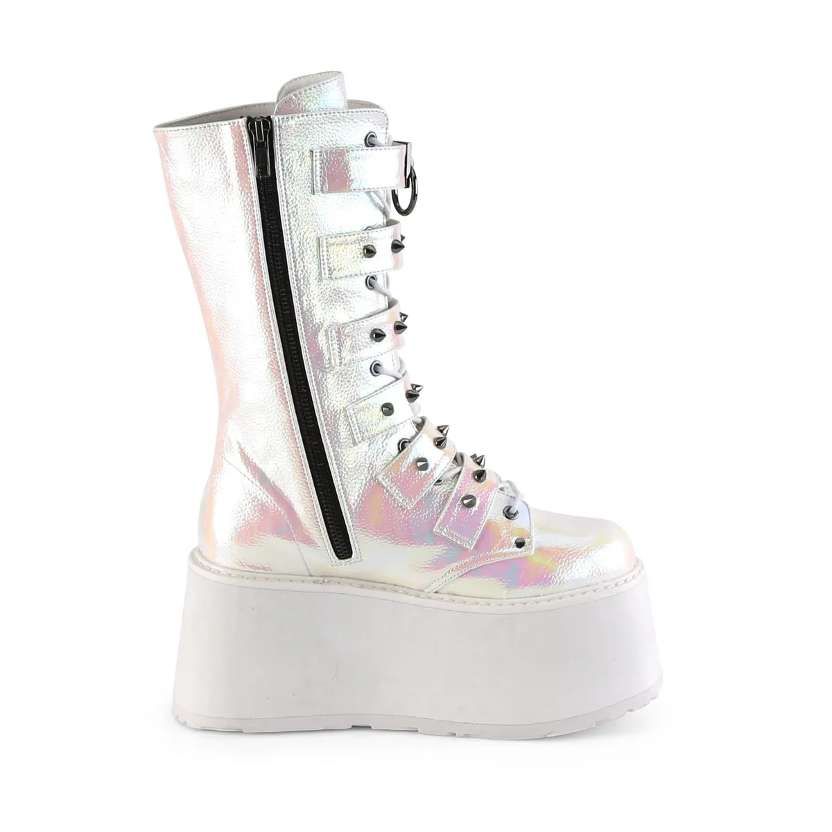 DAMNED-225 DemoniaCult Pearl Iridescent Vegan Leather Sexy Women's Mid-Calf & Knee High Boots (Alternative Footwear)