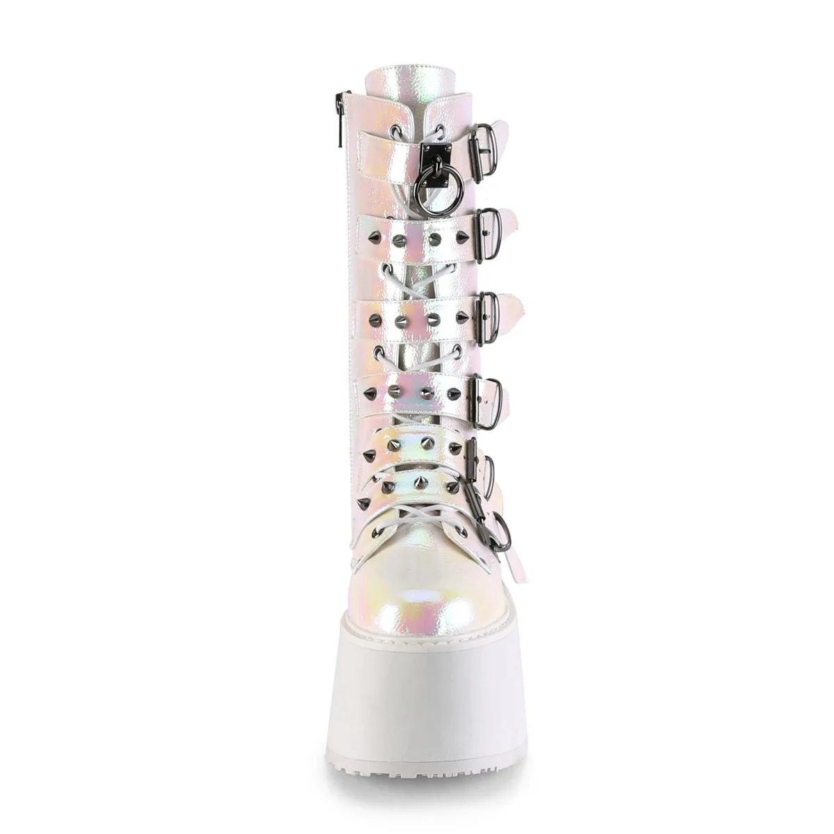 DAMNED-225 DemoniaCult Pearl Iridescent Vegan Leather Sexy Women's Mid-Calf & Knee High Boots (Alternative Footwear)