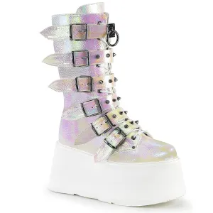 DAMNED-225 DemoniaCult Pearl Iridescent Vegan Leather Sexy Women's Mid-Calf & Knee High Boots (Alternative Footwear)